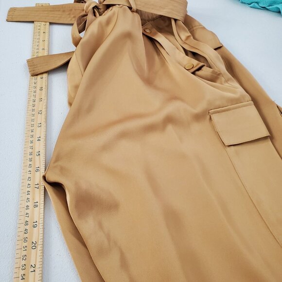 Donna Karen Womens Silky Fawn Cargo Pants Size XL Utility Paperbag Quiet Luxury - Picture 7 of 9